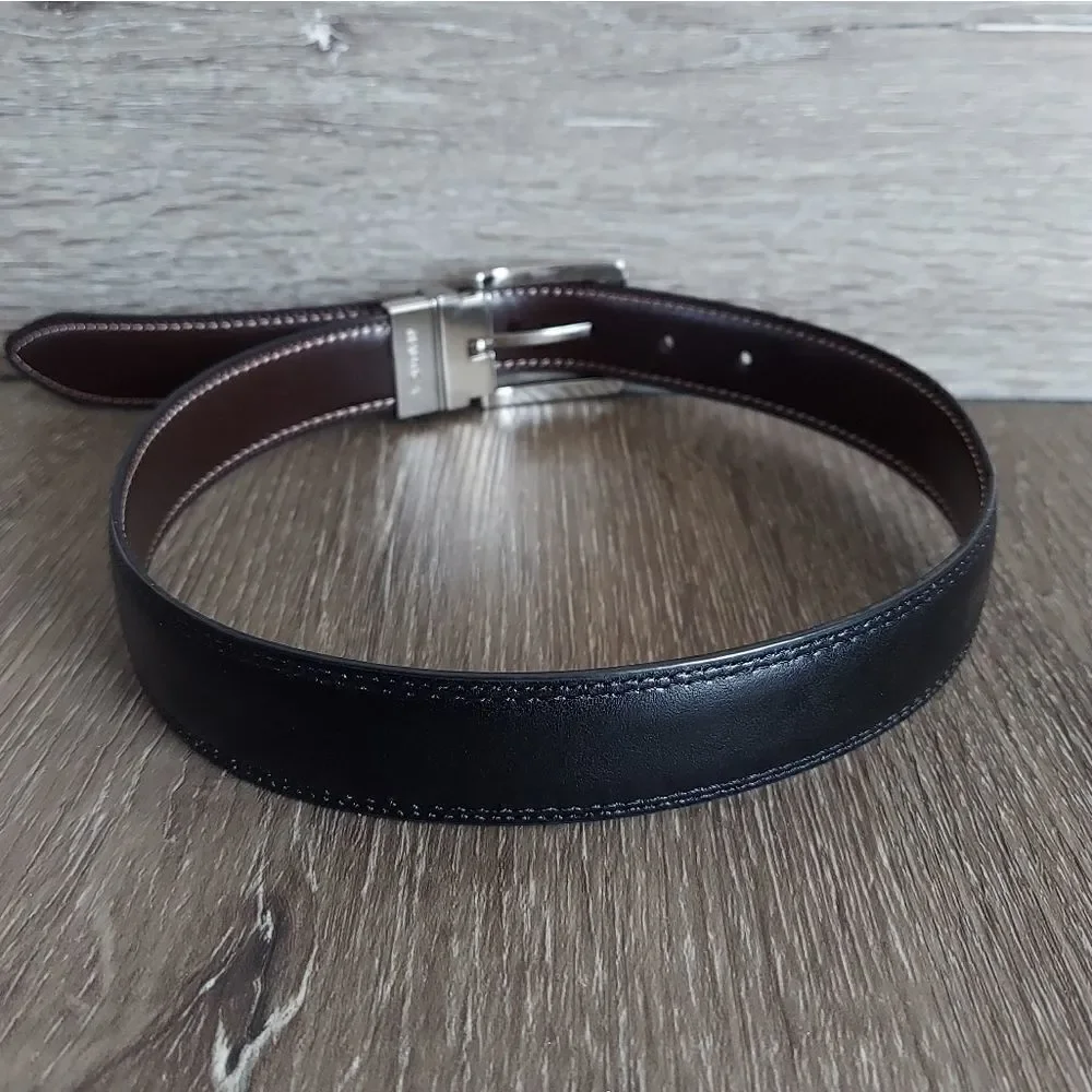 Nautica Kid's Reversible Belt Black Brown Silver Buckle Double Stitch 22